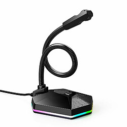 Ordinateur Usb Microphone Rgb Lumineux Flexible Microphone Chat Vidéo Conférence Microphone Noir