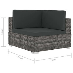 Maison Chic Lot de 2 canapé d'angle,Chaises d'angles pour relax avec coussins Résine tressée Gris -GKD21779 pas cher