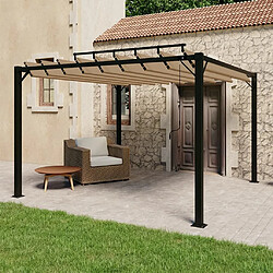 Maison Chic Tonnelle | Pergola avec toit à persienne 3x3 m Taupe Tissu et aluminium -GKD92886