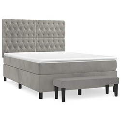 vidaXL Sommier à lattes de lit et matelas Gris clair 140x190cm Velours