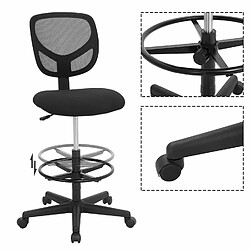 Acheter Songmics Tabouret avec Repose-Pieds Circulaire, Hauteur réglable, Siège Ergonomique Rotatif, Fauteuil de Bureau sans accoudoirs, Revêtement de l’Assise en Tissu, Charge maximale 120 kg, Noir OBN15BK