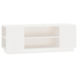 Maison Chic Meuble TV scandinave - Banc TV pour salon Blanc 110x35x40,5 cm Bois de pin massif -MN87066