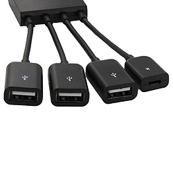 Acheter Wewoo Adaptateur noir pour Samsung Galaxy S2 / S3 / S4 / S5, Note, Onglet 3 8.0, Sony Xperia NX-02D / Série Acro HD / S, ThinkPad 8, Longueur: 18 cm 4 Ports Micro USB OTG Charge HUB Câble