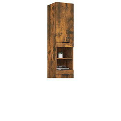 Maison Chic Armoire de bain,Meuble de rangement de salle de bain,Meuble haut Chêne fumé 32x34x188,5 cm Bois d'ingénierie -GKD471802 pas cher