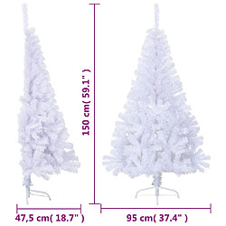 vidaXL Sapin de Noël artificiel moitié avec support blanc 150 cm PVC pas cher