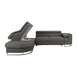 Acheter Vente-Unique Canapé d'angle gauche convertible en tissu et simili gris et anthracite MYSEN II