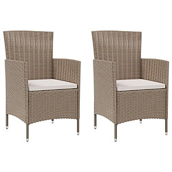 Avis Maison Chic Mobilier à dîner 3 pcs de jardin - Ensemble table et chaises d'extérieur - Salon/Mobilier de jardin classique coussins Résine tressée Beige -MN34521