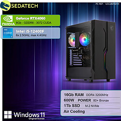 Sedatech PC Gamer • Intel i5-12400F • RTX4060 • 16Go RAM • 1To SSD M.2 • Windows 11