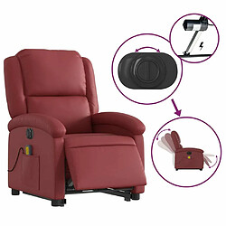 Maison Chic Fauteuil Relax pour salon, Fauteuil inclinable de massage électrique rouge bordeaux -GKD52088 pas cher