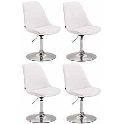 Decoshop26 Lot de 4 chaises de salle à manger pivotante hauteur réglable en PVC blanc et pied trompette métal aspect chromé 10_0001816