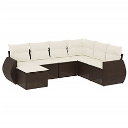 vidaXL Salon de jardin avec coussins 7 pcs marron résine tressée