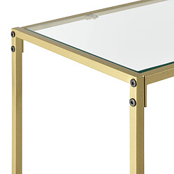 Acheter Helloshop26 Table console pour salon d'appoint design plateau en verre pieds en acier 100 cm doré 03_0006182