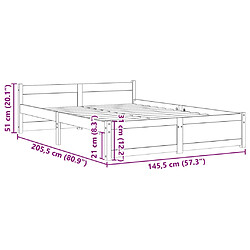 vidaXL Cadre de lit sans matelas bois massif 140x200 cm pas cher