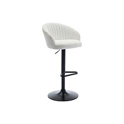 Acheter Vente-Unique Lot de 2 tabourets de bar en tissu bouclette et métal - Hauteur réglable - Blanc - DORALIZ