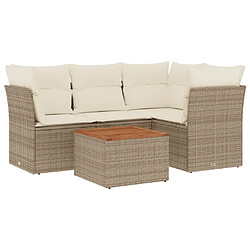 Maison Chic Salon de jardin avec coussins 5 pcs | Ensemble de Table et chaises | Mobilier d'Extérieur beige résine tressée -GKD39932