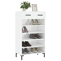 Avis Maison Chic Armoire à chaussure,Meuble à Chaussures Blanc brillant 60x35x105 cm Bois ingénierie -MN85330