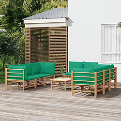 Maison Chic Salon de jardin 9 pcs + coussins - Mobilier/Meubles de jardin - Table et chaises d'extérieur vert bambou -MN25997