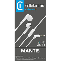 Cellular Line Cellularline Mantis Écouteurs stéréo universels à capsule Microphone et bouton de réponse blanc