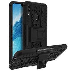 Avizar Coque Honor 8X Antichocs Silicone + Polycarbonate Support intégré Noir