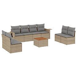 vidaXL Salon de jardin avec coussins 9pcs mélange beige résine tressée