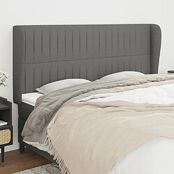 Maison Chic Tête de lit scandinave avec oreilles,meuble de chambre Gris foncé 183x23x118/128 cm Tissu -MN90801