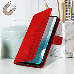 Avizar Pochette pour Galaxy A54 5G Motif Smile Folio Fonction Support Vidéo Rouge pas cher