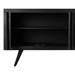 Pegane Meuble TV en bois de manguier noir et rotin coloris naturel - Longueur 145.5 x Hauteur 60 x Profondeur 40.5 cm pas cher