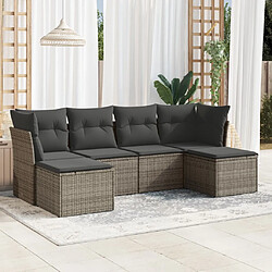 vidaXL Salon de jardin 6 pcs avec coussins gris résine tressée