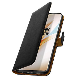 Avizar Housse Oneplus 8 Pro Cuir Véritable Porte cartes Fonction Support Noir