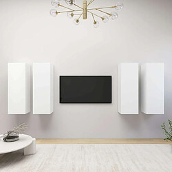 Maison Chic Meubles TV 4 pcs | Banc TV Moderne pour salon | Meuble de Rangement Blanc 30,5x30x90 cm Aggloméré -MN55966