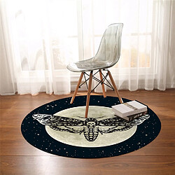 Universal Tapis de plancher rond Papillon Lune Tapis de salon Tapis de cuisine Tapis de salle de bains Tapis de porte(Le noir)