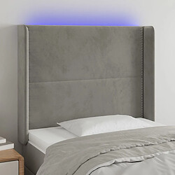 Maison Chic Tête de lit moderne à LED lumineuse pour chambre - Décoration de lit Gris clair 83x16x118/128 cm Velours -MN73101