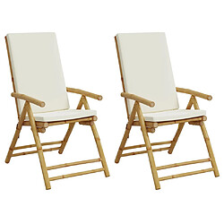 vidaXL Chaises inclinables de jardin pliantes lot de 2 coussins bambou