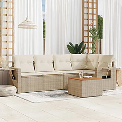 Maison Chic Salon de jardin avec coussins 6 pcs, Ensemble Tables et chaises de jardin, beige résine tressée -GKD421972