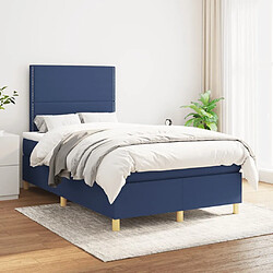 Maison Chic Structures de lit + matelas,Lit à sommier tapissier avec matelas Bleu 120x200 cm Tissu -MN10781