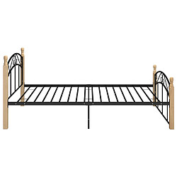 Avis vidaXL Cadre de lit sans matelas noir métal bois chêne 120x200 cm