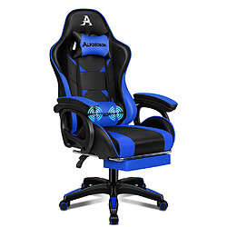 ALFORDSON Chaise Gaming avec Chaise Bureau de Massage Lombaire Bleu et Noir