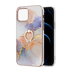 Coque en TPU antichoc, flexible, électroplaqué avec béquille à anneau pivotant voie lactée marbre blanc pour votre Apple iPhone 13 mini 5.4 pouces