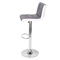 Mendler 2x Tabouret de bar HWC-G87, chaise bar/comptoir, réglable en hauteur ~ similicuir gris-blanc, pied chromé