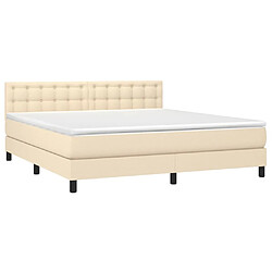 Avis Maison Chic Lit adulte- Lit + matelas,Sommier à lattes de lit avec matelas Crème 180x200 cm Tissu -GKD95295