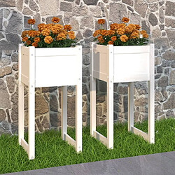 Maison Chic Lot de 2 Jardinières,Bac à fleurs - pot de fleur Blanc 40x40x81 cm Bois massif de pin -GKD79952