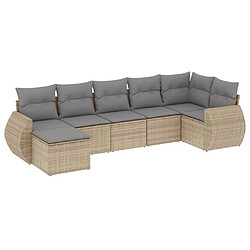 vidaXL Salon de jardin avec coussins 7 pcs beige résine tressée