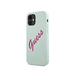 Guess Maroquinerie Guess Coque pour Apple iPhone 12 Mini Collection Silicone Vintage en TPU Bleu