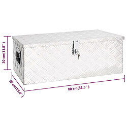 vidaXL Boîte de rangement Argenté 80x39x30 cm Aluminium pas cher