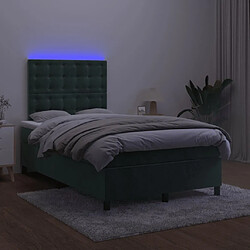 Acheter Maison Chic Lit adulte- Lit + matelas + LED,Sommier à lattes de lit matelas et LED Vert foncé 120x200 cm -GKD37923