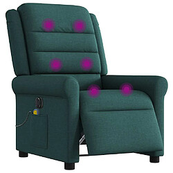 vidaXL Fauteuil de massage inclinable électrique Vert foncé Tissu