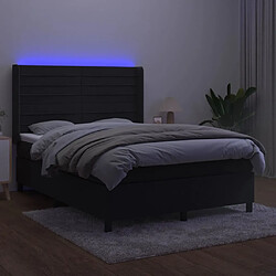 Avis Maison Chic Lit adulte- Lit + matelas + LED,Sommier à lattes de lit matelas et LED Noir 140x190 cm Velours -GKD51730