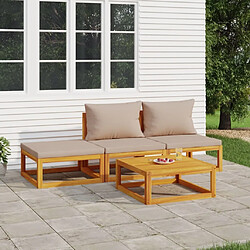 Maison Chic Salon de jardin 4 pcs + coussins - Mobilier/Meubles de jardin - Table et chaises d'extérieur taupe bois massif -MN83505