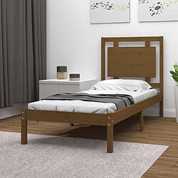 vidaXL Cadre de lit sans matelas marron miel 100x200 cm bois massif