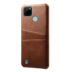 Coque en TPU + PU KSQ anti-griffes avec porte-cartes, marron pour votre Realme C21Y/Realme C25Y